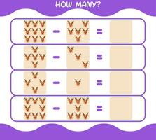 How many cartoon reindeer. Counting game. Educational game for pre shool years kids and toddlers vector