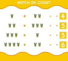 Match by count of cartoon fennel. Match and count game. Educational game for pre shool years kids and toddlers vector