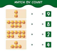 Match by count of cartoon girls. Match and count game. Educational game for pre shool years kids and toddlers vector