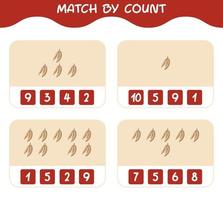 Match by count of cartoon cassava. Match and count game. Educational game for pre shool years kids and toddlers vector