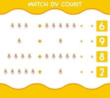 Match by count of cartoon turnip. Match and count game. Educational game for pre shool years kids and toddlers vector