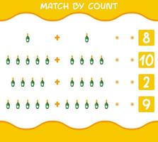 partido por conteo de botella de champán de dibujos animados. juego de emparejar y contar. juego educativo para niños de edad preescolar y niños pequeños vector