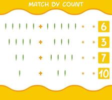 Match by count of cartoon okra. Match and count game. Educational game for pre shool years kids and toddlers vector