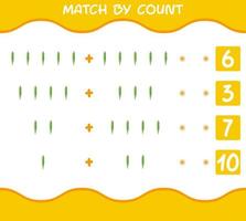 Match by count of cartoon okra. Match and count game. Educational game for pre shool years kids and toddlers vector