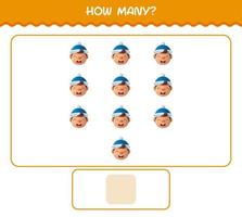 How many cartoon boys. Counting game. Educational game for pre shool years kids and toddlers vector