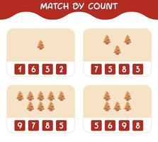 Match by count of cartoon gingerbread cookie . Match and count game. Educational game for pre shool years kids and toddlers vector