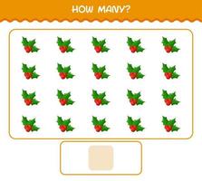 How many cartoon holly berry. Counting game. Educational game for pre shool years kids and toddlers vector