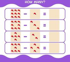 How many cartoon santa hat. Counting game. Educational game for pre shool years kids and toddlers vector