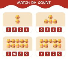 Match by count of cartoon girls. Match and count game. Educational game for pre shool years kids and toddlers vector