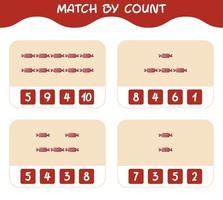 Match by count of cartoon candy. Match and count game. Educational game for pre shool years kids and toddlers vector