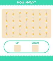 How many cartoon champagne glass. Counting game. Educational game for pre shool years kids and toddlers vector