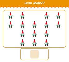 How many cartoon gnome. Counting game. Educational game for pre shool years kids and toddlers vector