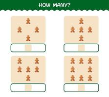 How many cartoon gingerbread cookie . Counting game. Educational game for pre shool years kids and toddlers vector