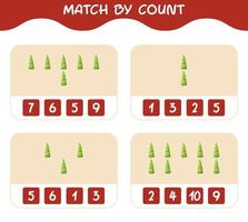 Match by count of cartoon bamboo shoot. Match and count game. Educational game for pre shool years kids and toddlers vector