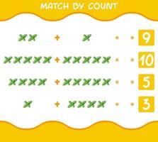 Match by count of cartoon mint leaf. Match and count game. Educational game for pre shool years kids and toddlers vector