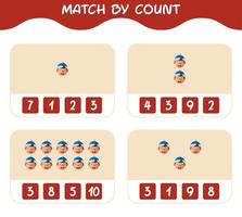 Match by count of cartoon boys. Match and count game. Educational game for pre shool years kids and toddlers vector