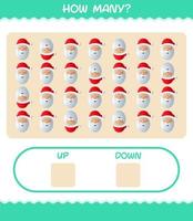 How many cartoon santa claus. Counting game. Educational game for pre shool years kids and toddlers vector