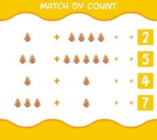 Match by count of cartoon gingerbread cookie . Match and count game. Educational game for pre shool years kids and toddlers vector