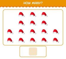 How many cartoon santa hat. Counting game. Educational game for pre shool years kids and toddlers vector