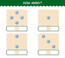 How many cartoon snowflake. Counting game. Educational game for pre shool years kids and toddlers vector