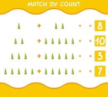 Match by count of cartoon bamboo shoot. Match and count game. Educational game for pre shool years kids and toddlers vector