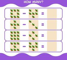 How many cartoon holly berry. Counting game. Educational game for pre shool years kids and toddlers vector