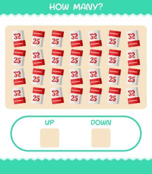 How many cartoon calendar. Counting game. Educational game for pre shool years kids and toddlers vector