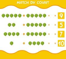 Match by count of cartoon artichoke. Match and count game. Educational game for pre shool years kids and toddlers vector