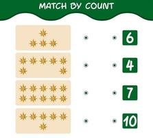 Match by count of cartoon christmas star. Match and count game. Educational game for pre shool years kids and toddlers vector