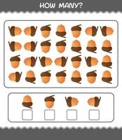 How many cartoon acorn. Counting game. Educational game for pre shool years kids and toddlers vector