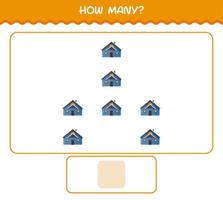 How many cartoon house. Counting game. Educational game for pre shool years kids and toddlers vector