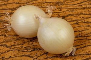 White onion on the wooden photo