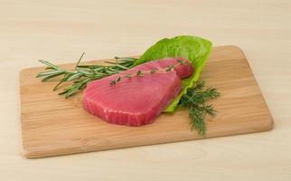 Raw tuna steak photo