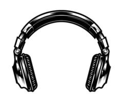 Headphone Black and White Vector