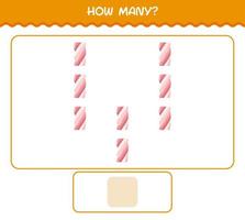 How many cartoon marshmallow. Counting game. Educational game for pre shool years kids and toddlers vector