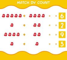 Match by count of cartoon mitten. Match and count game. Educational game for pre shool years kids and toddlers vector