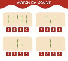 Match by count of cartoon okra. Match and count game. Educational game for pre shool years kids and toddlers vector