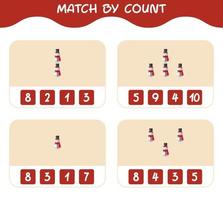 Match by count of cartoon snowman. Match and count game. Educational game for pre shool years kids and toddlers vector