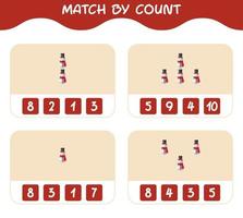 Match by count of cartoon snowman. Match and count game. Educational game for pre shool years kids and toddlers vector