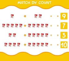 Match by count of cartoon calendar. Match and count game. Educational game for pre shool years kids and toddlers vector