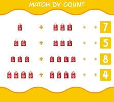 Match by count of cartoon paperbag. Match and count game. Educational game for pre shool years kids and toddlers vector