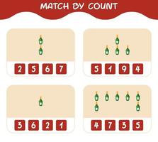 Match by count of cartoon champagne bottle. Match and count game. Educational game for pre shool years kids and toddlers vector