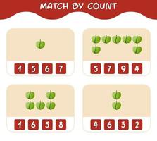 Match by count of cartoon tomatillo. Match and count game. Educational game for pre shool years kids and toddlers vector