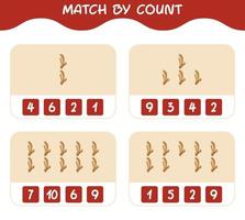 Match by count of cartoon ginger. Match and count game. Educational game for pre shool years kids and toddlers vector