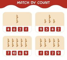 Match by count of cartoon ginger. Match and count game. Educational game for pre shool years kids and toddlers vector