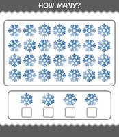 How many cartoon snowflake. Counting game. Educational game for pre shool years kids and toddlers vector