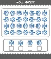 How many cartoon snowflake. Counting game. Educational game for pre shool years kids and toddlers vector