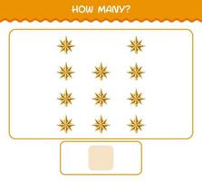 How many cartoon christmas star. Counting game. Educational game for pre shool years kids and toddlers vector