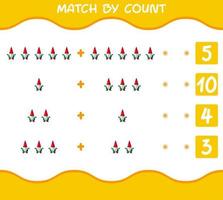 Match by count of cartoon gnome. Match and count game. Educational game for pre shool years kids and toddlers vector