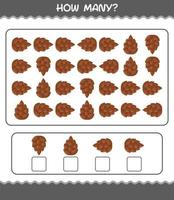 How many cartoon pine cone. Counting game. Educational game for pre shool years kids and toddlers vector